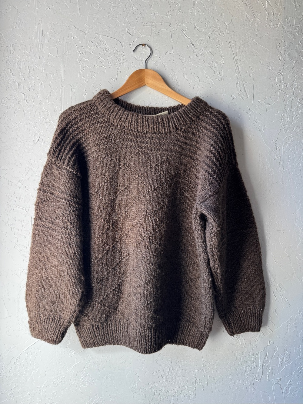 New Zealand Wool Sweater Cozy Brown Crewneck - Women's M/L